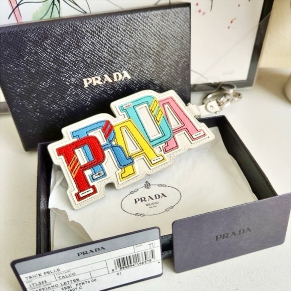 Prada Saffiano Leather Logo Trick Bag Charm - Picture 3 of 6